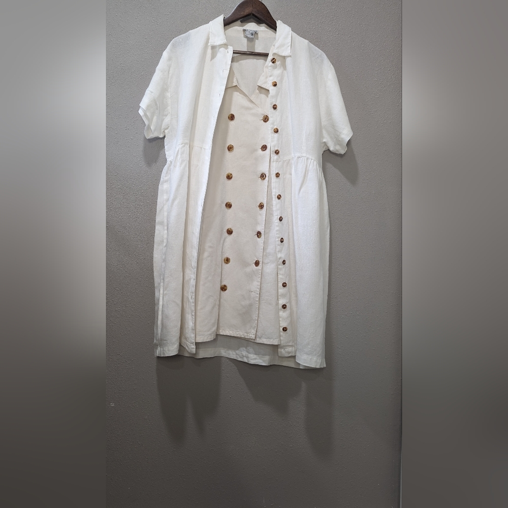 Cream linen coordinated set dress vintage